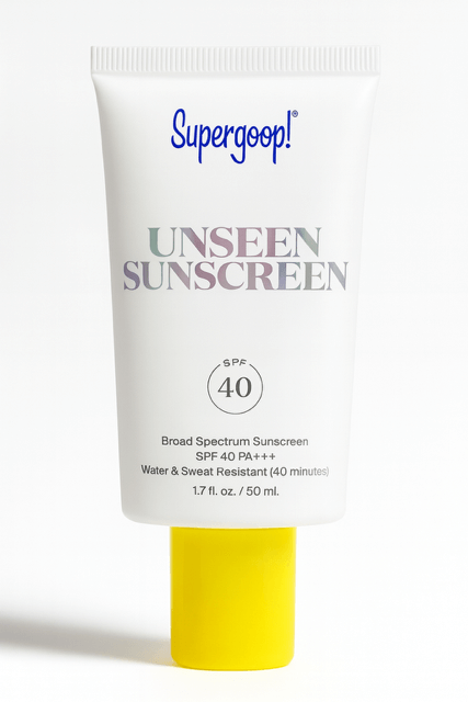 Supergoop Unseen Sunscreen tube — best foundational skincare for winter.