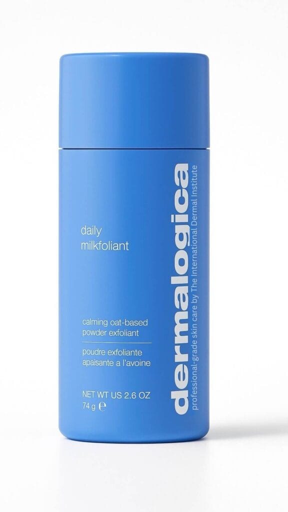 Dermalogica Daily Milkfoliant powder-to-foam exfoliant — gentle daily exfoliator for glowing skin.