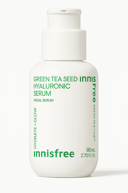 Innisfree hyaluronic acid serum — best for nighttime skincare glow routine.