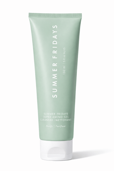 Summer Fridays Super Amino Gel Cleanser — best for dry foundation.