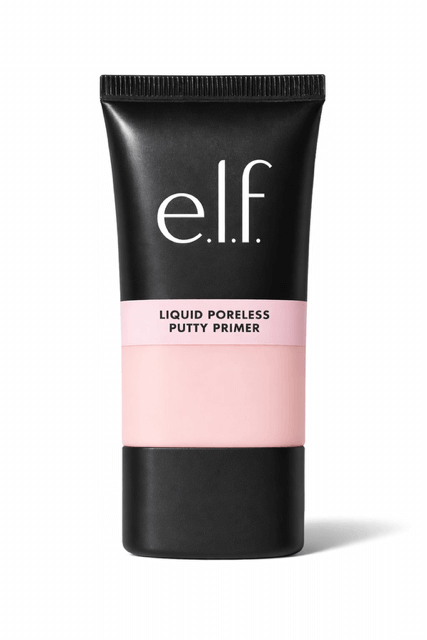 e.l.f. Liquid Poreless Putty Primer in a black and blush tube, best for pore blurring.