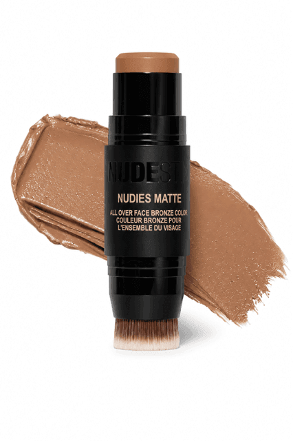 Nudestix Nudies Bronze All Over Matte Bronzing Stick with smear best for radiant finish.